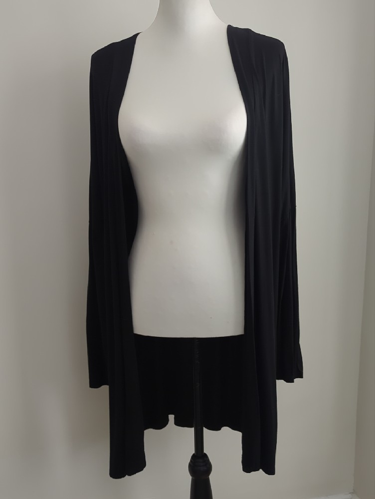 Carly Jean Los Angeles Black Modal Longline Side-Slit Duster Cardigan Large — image 8 of 8